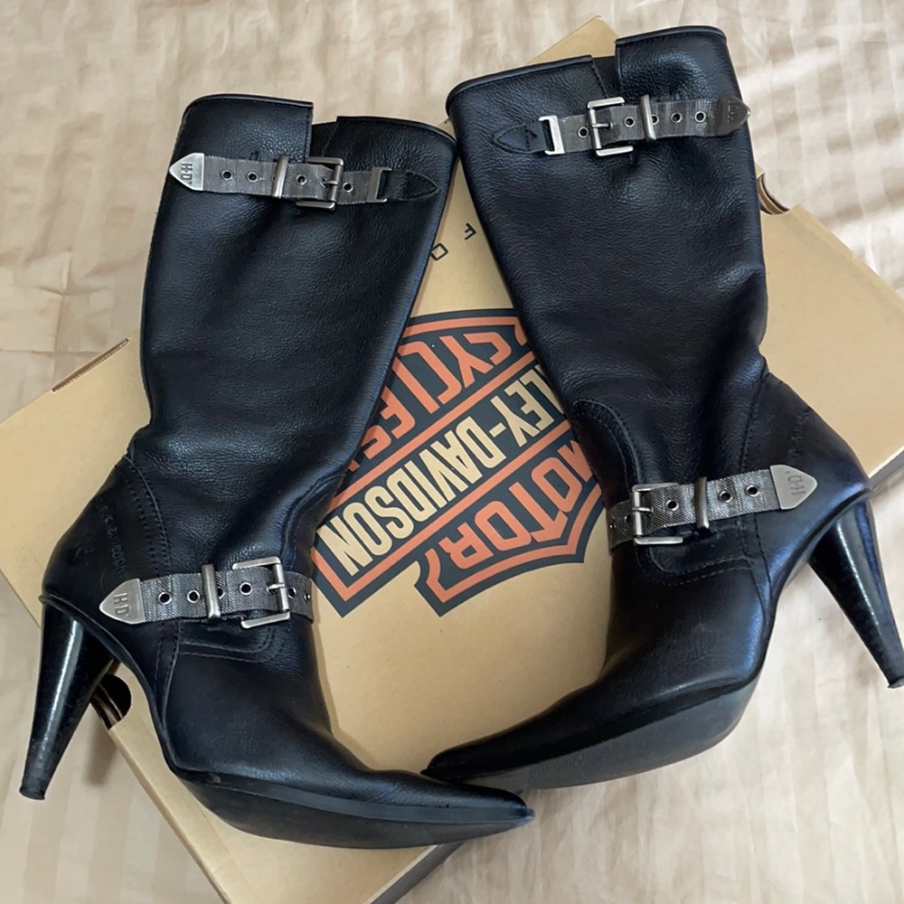 Women’s Harley Davidson high-heeled leather boots